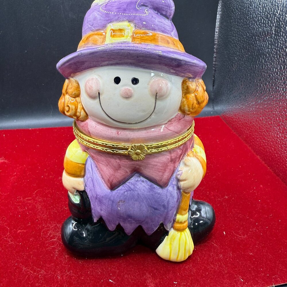 Ceramic Halloween witch candy or trinket box